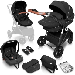 BabyGO Combi Kinderwagen Halime 3 In 1 Air Black Anthracite