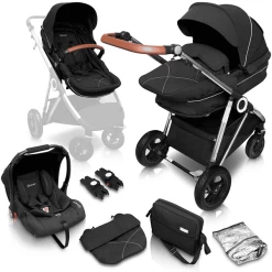 BabyGO Combi Kinderwagen Halime 3 In 1 Air Silver Anthracite