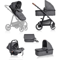 BabyGO Combi Kinderwagen Simple X Air 3 In 1 Grey Melange