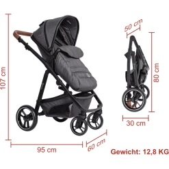 BabyGO Combi Kinderwagen Simple X Air 3 In 1 Grey Melange -Kinderwagen Korting babygo combi kinderwagen simple x air 3 in 1 grey melange a364148 3