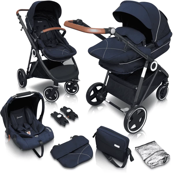 BabyGO Combi Wandelwagen Halime 3 In 1 Blauw Black 1 BabyGO Combi Wandelwagen Halime 3 In 1 Blauw Black