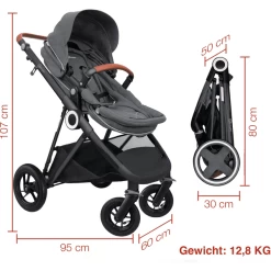 BabyGO Halime 3 In 1 Air Combi Kinderwagen Black Grijs -Kinderwagen Korting babygo halime 3 in 1 air combi kinderwagen black grijs a316609 4