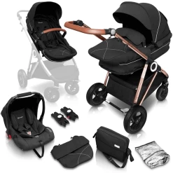 BabyGO Halime 3 In 1 Air Gold Combi Kinderwagen Anthracite