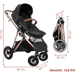 BabyGO Halime 3 In 1 Air Gold Combi Kinderwagen Anthracite 9 BabyGO Halime 3 In 1 Air Gold Combi Kinderwagen Anthracite -Kinderwagen Korting babygo halime 3 in 1 air gold combi kinderwagen anthracite a316612 4