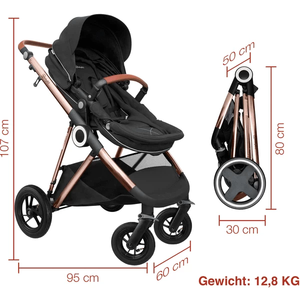 BabyGO Halime 3 In 1 Air Gold Combi Kinderwagen Anthracite 5 BabyGO Halime 3 In 1 Air Gold Combi Kinderwagen Anthracite - Afbeelding 5