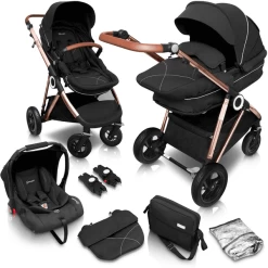 BabyGO Halime 3 In 1 Gold Combi Kinderwagen Anthracite