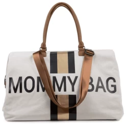 CHILDHOME Mommy Bag Groot Canvas Grey Stripes Black / Gold -Kinderwagen Korting childhome mommy bag groot canvas grey stripes black gold a261896 4