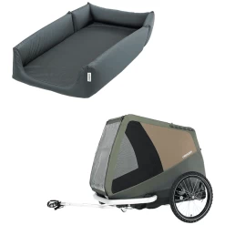 CROOZER Hondenfietskar Hond Tammo Moss Green Inclusief Hondenbed Asfalt Grijs