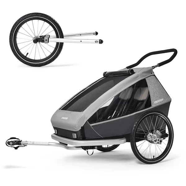 CROOZER Kid Keeke 2 Kinderfietskar Stone Grijs Inclusief Joggerset 1 CROOZER Kid Keeke 2 Kinderfietskar Stone Grijs Inclusief Joggerset