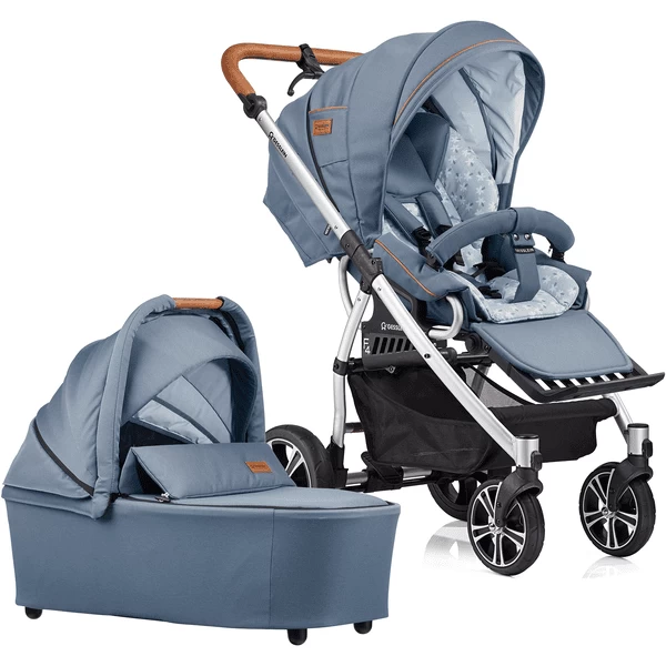 GESSLEIN Combi Kinderwagen F4 Air+, Medium Blauw / Palmboom 1 GESSLEIN Combi Kinderwagen F4 Air+, Medium Blauw / Palmboom