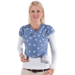 HOPPEDIZ Maxi Elastische Draagdoek Blauw-Melange Met Chalkprint -Kinderwagen Korting hoppediz maxi elastische draagdoek blauw melange met chalkprint a154958 3