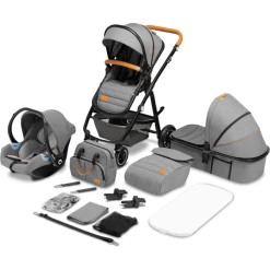 Lionelo Amber 3 In 1 Grijs Combi Kinderwagen Stone