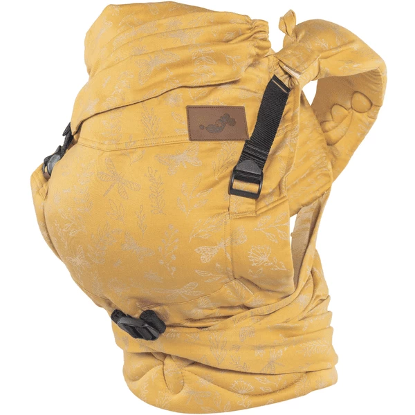 SCHMUSEWOLKE Draagzak Half Buckle Botanisch Golden Linnen 1 SCHMUSEWOLKE Draagzak Half Buckle Botanisch Golden Linnen